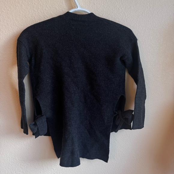 Cynthia Rowley 100% Merino Wool Cardigan SZ S | Dark Gray Open Front 3/4 Sleeve - Picture 3 of 9